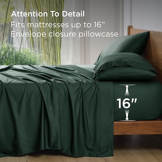 Bedsure Queen Sheet Set, Rayon Derived from Bamboo, Cooling Sheets, Breathable - Image 5