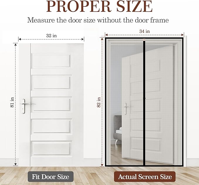 Yotache Magnetic Screen Door Fits 32 x 81 Doors, Screen Size 34" x 82" - Image 2
