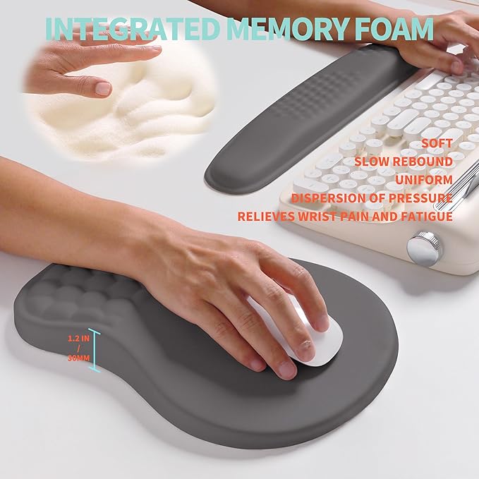 KUOSGM 2-in-1 Ergonomic Set, Wave Rise Keyboard Wrist Rest and Massage Bulge - Image 4