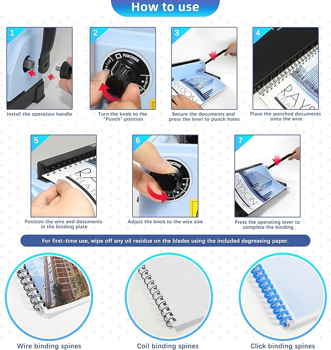 Rayson TD-132 Wire Binding Machine, 32-Hole Spiral Coil Binder, 3:1 Pitch - Image 5