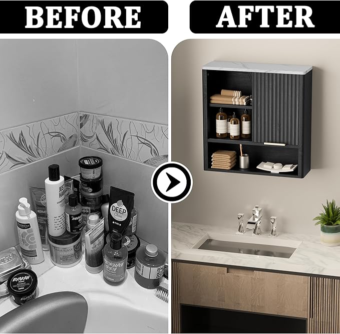 Bathroom Wall Cabinet, Fluted Medicine Cabinet - Image 6