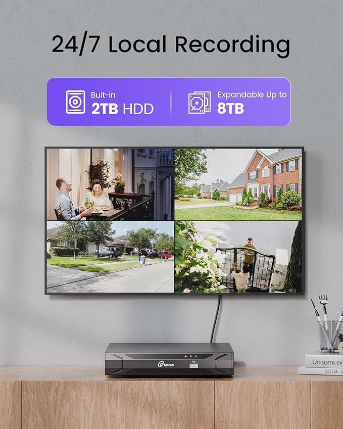 Loocam PoE Security Camera System 8MP 8CH NVR H.265+ 2TB HDD, Outdoor Indoor - Image 6