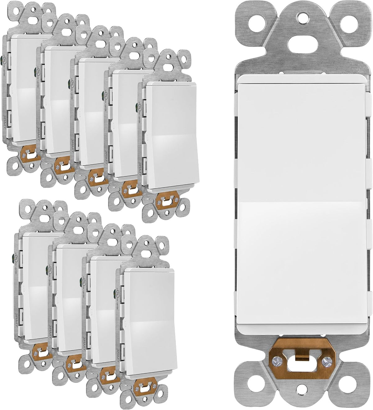 LIDER Matte White Minimalist Design Decorator Switch, Frameless Paddle Wall