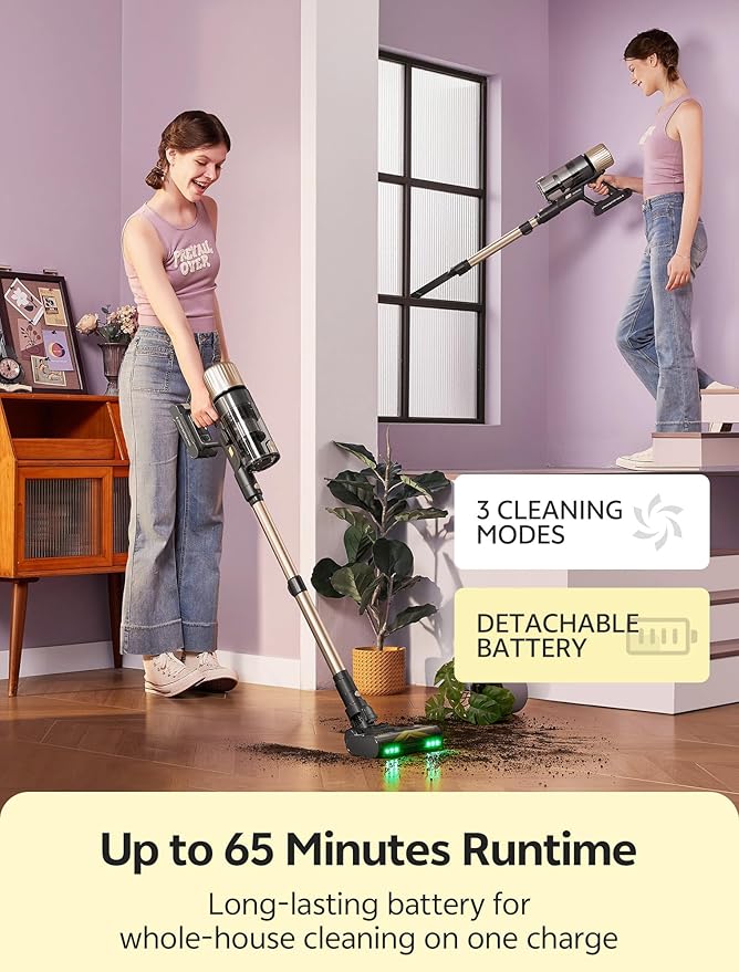 Ultenic Cordless Vacuum Cleaner, 600W 60KPA 65min Runtime, Stick Vacuum - Image 3
