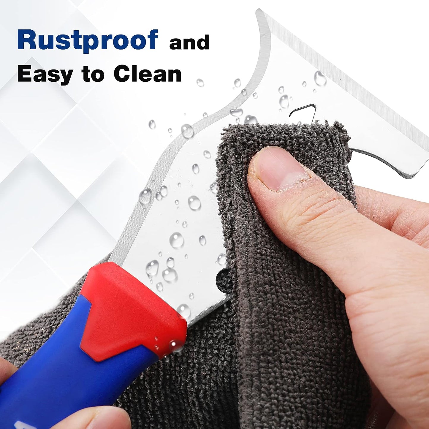 WORKPRO Paint Scraper, 8 in 1 Paint Remover, Metal Putty Knife with Hammer End and Can Opener, Stainless Steel Scraper Tool for Removing Caulk, Painting, Wood and Wallpaper | Stainless Steel Blade, PP Rubber Handle, Removing Caulk, Painting, Wood