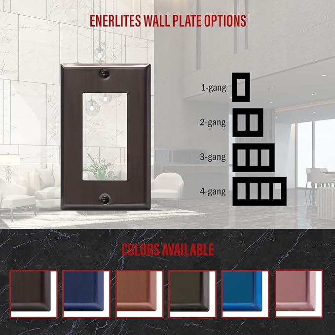 ENERLITES Decorator Switch Metal Wall Plate, Stainless Steel Outlet Cover - Image 4