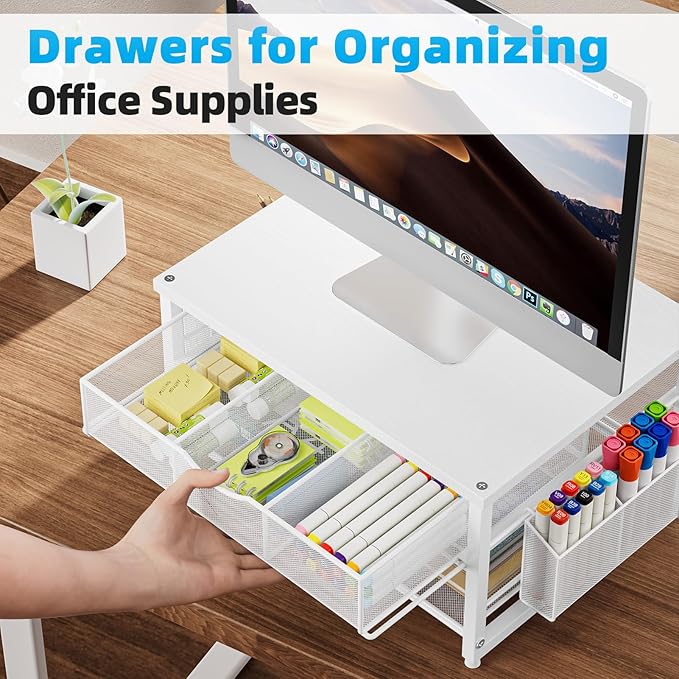 Marbrasse Wood Printer Stand for Desk, 2-Tier Desktop Printer Table for Home - Image 7