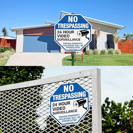 2-Pack No Trespassing Sign Private Property Protected By Video Surveillance - Image 6