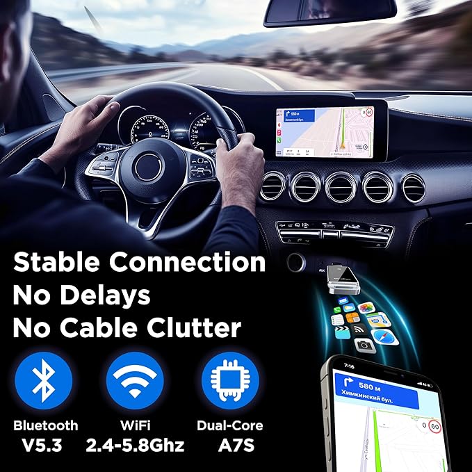 vnilrgle Wireless CarPlay Adapter 2024 Upgrade, Plug and Play, No Latency - Image 5