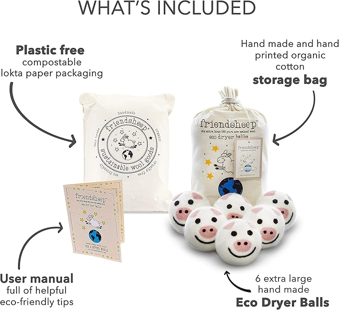 Friendsheep Wool Dryer Balls, Organic Reusable Fabric Softener Alternative - Image 4