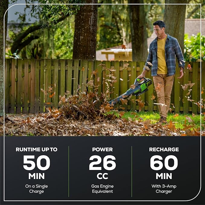 Greenworks 60V Cordless Leaf Blower, High Power, Lightweight & Quiet Operation - Image 3