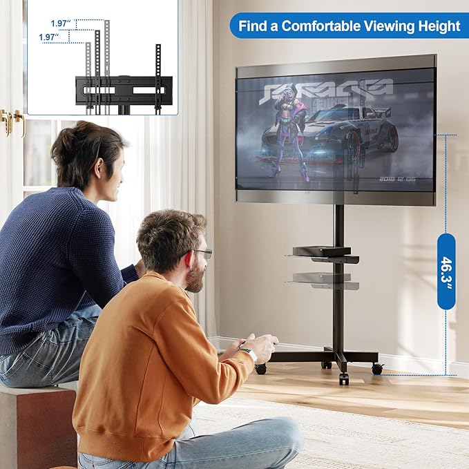 HOLMAXD Mobile TV Stand for 23-65 Inch LCD LED Flat/Curved Panel Screen TVs - Image 5