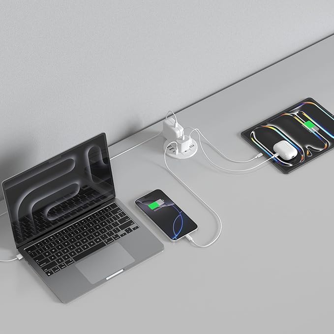 Jgstkcity Power Strip, Desktop Recessed Power Grommet, 40W Total USB C Fast - Image 6