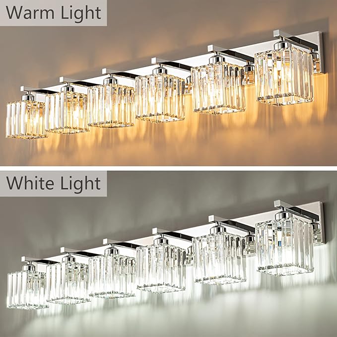 FDPBY Modern 6-Light Chrome Crystal Bathroom Vanity Light Fixtures - Image 2