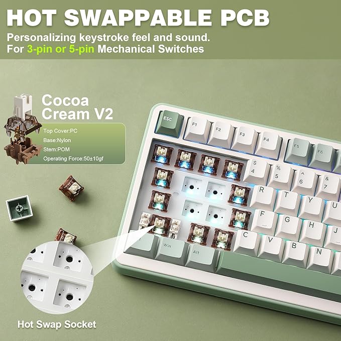 YUNZII B75 PRO Wireless Mechanical Keyboard, 75% Layout - Image 5