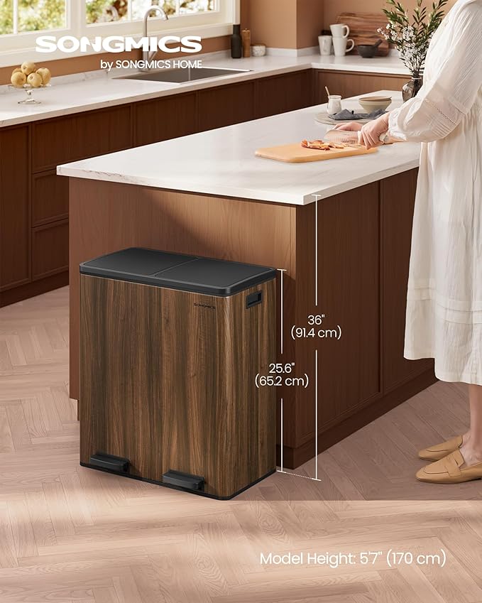 SONGMICS Trash Can, 2 x 8-Gallon Garbage Can - Image 2