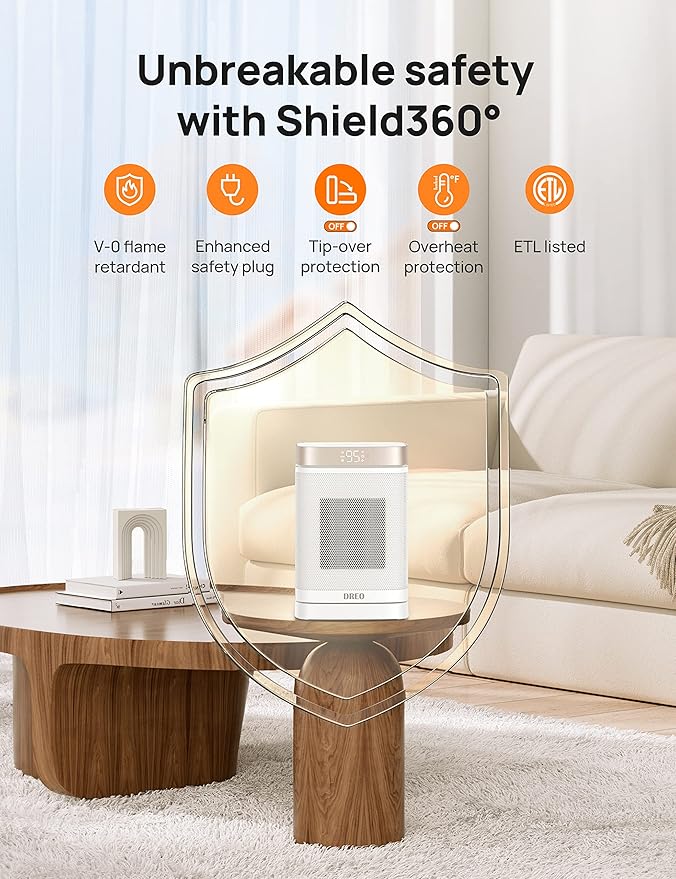 DREO Space Heater for Bathroom and Indoor, Portable Heater, 1500W Safe and - Image 5