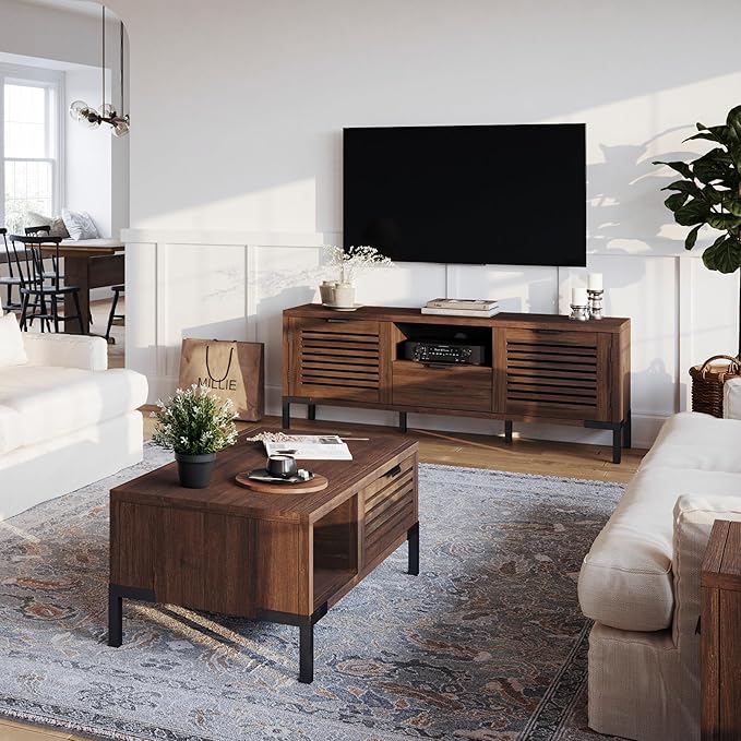 Bme Millie Solid Wood TV Stand for TVs up to 65 Inches, Modern Farmhouse TV - Image 5