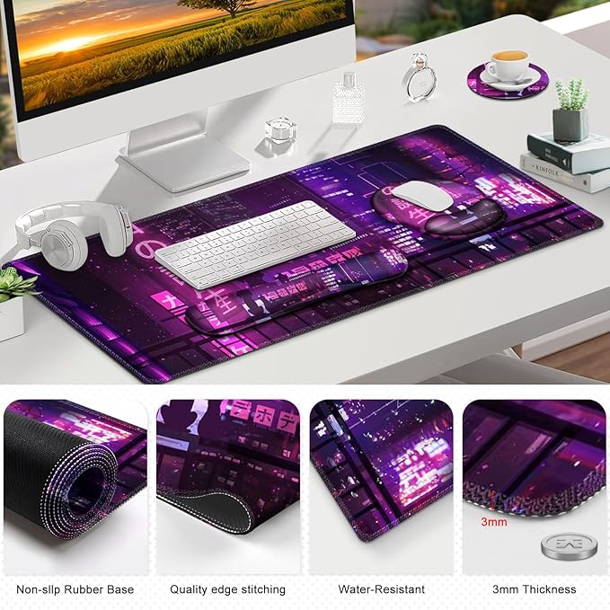 Gaming Mouse Pad, Large Desk Mat, Cute Desk Pad, 4in1 XXL Mousepad + Keyboard - Image 9