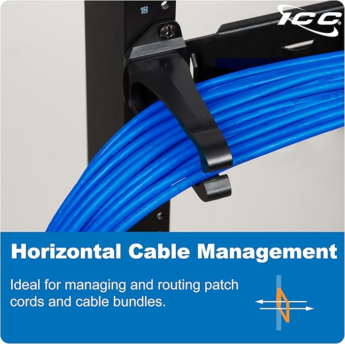 ICC 1.25” Plastic Cable Management Ring, Horizontal, Rack or Wall Mount - Image 4