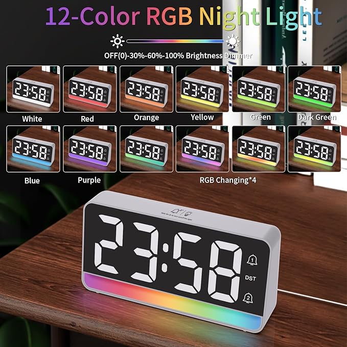 Alarm Clocks for Bedrooms, Digital Bedside Clock - Image 3