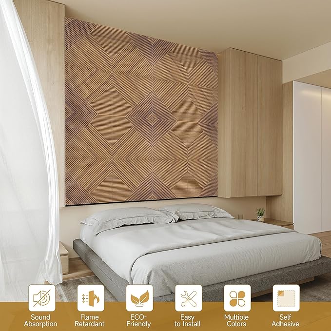 Autorific Acoustic Wall Panels, 6 Pack Total Size 72 x 48 Inches, Self-Adhesive - Image 6
