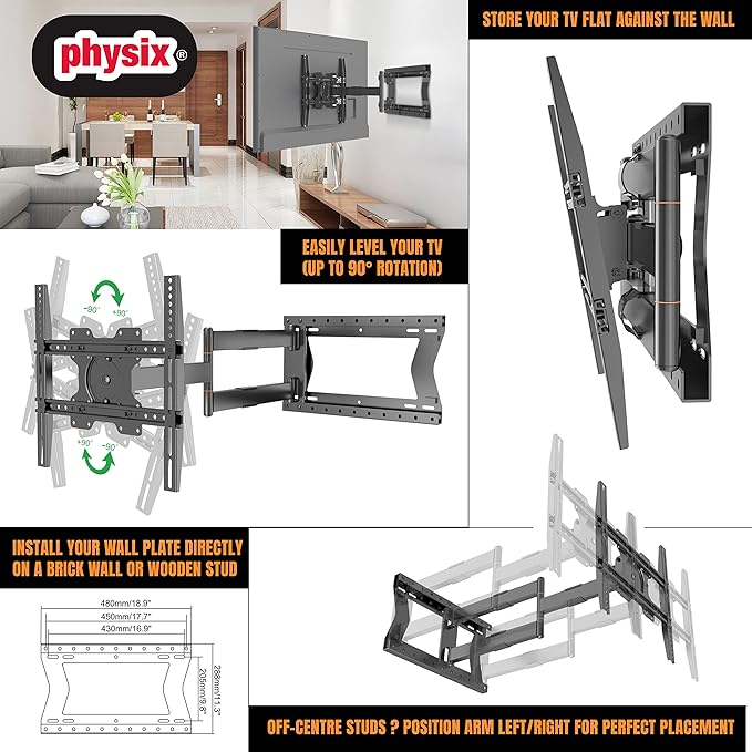 Physix 2080 Long Arm TV Wall Mount - Image 4