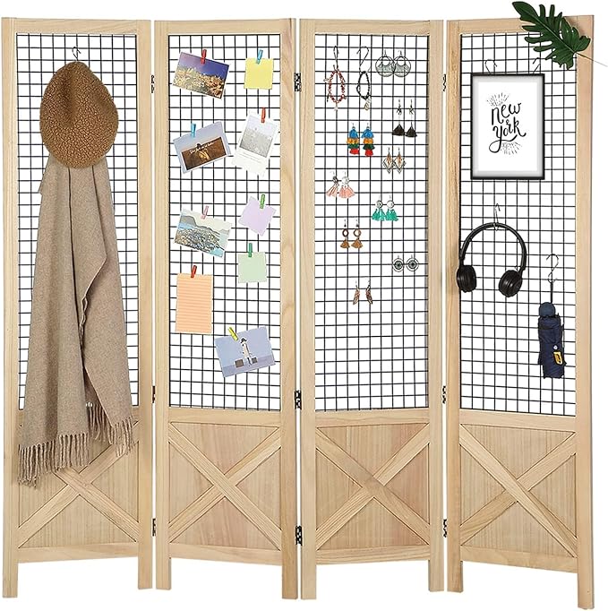 Wnutrees 4 Panel Gridwall Display, Portable Freestanding Display Board by Wnutrees