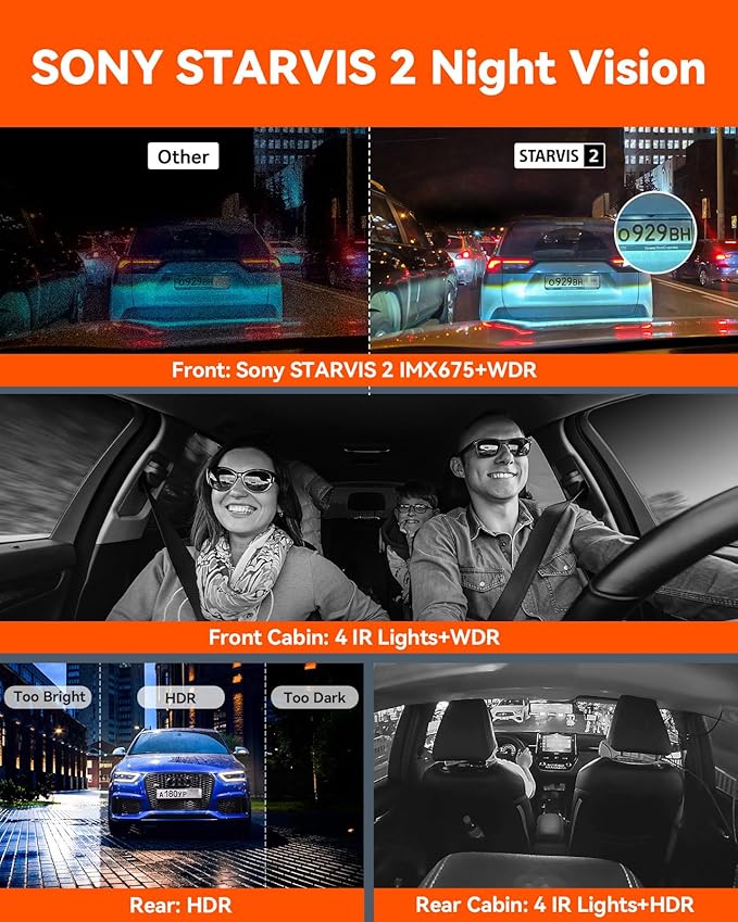 Vantrue N5 4 Channel WiFi 360° All Sides Dash Cam, STARVIS 2, IR Night Vision - Image 3