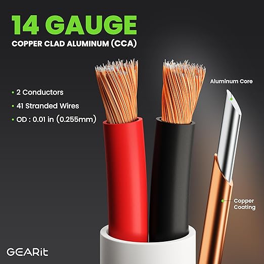 GEARit 14 Gauge Speaker Wire, CL2 Rated in-Wall Fire Safety Wire, 2 Conductors - Image 3