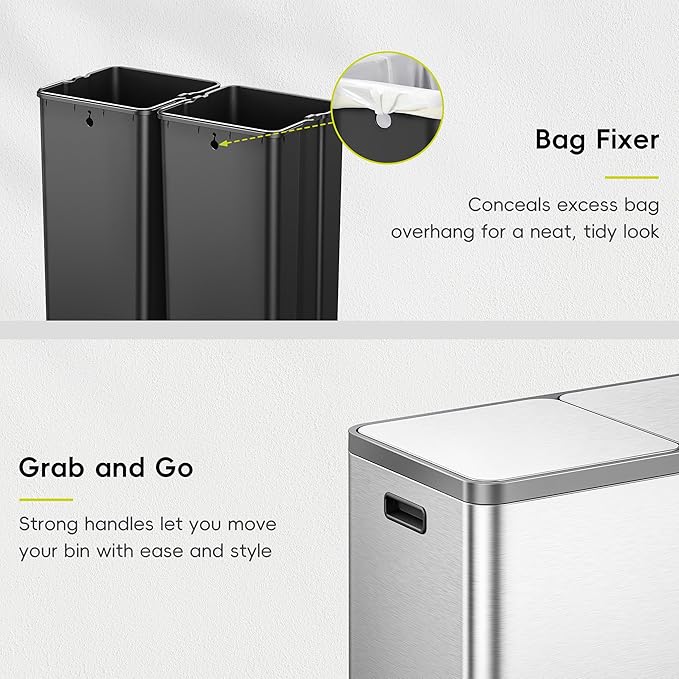 EKO EcoCasa Plus 2 x 10.6 Gal Dual Recycling Trash Can - Image 8