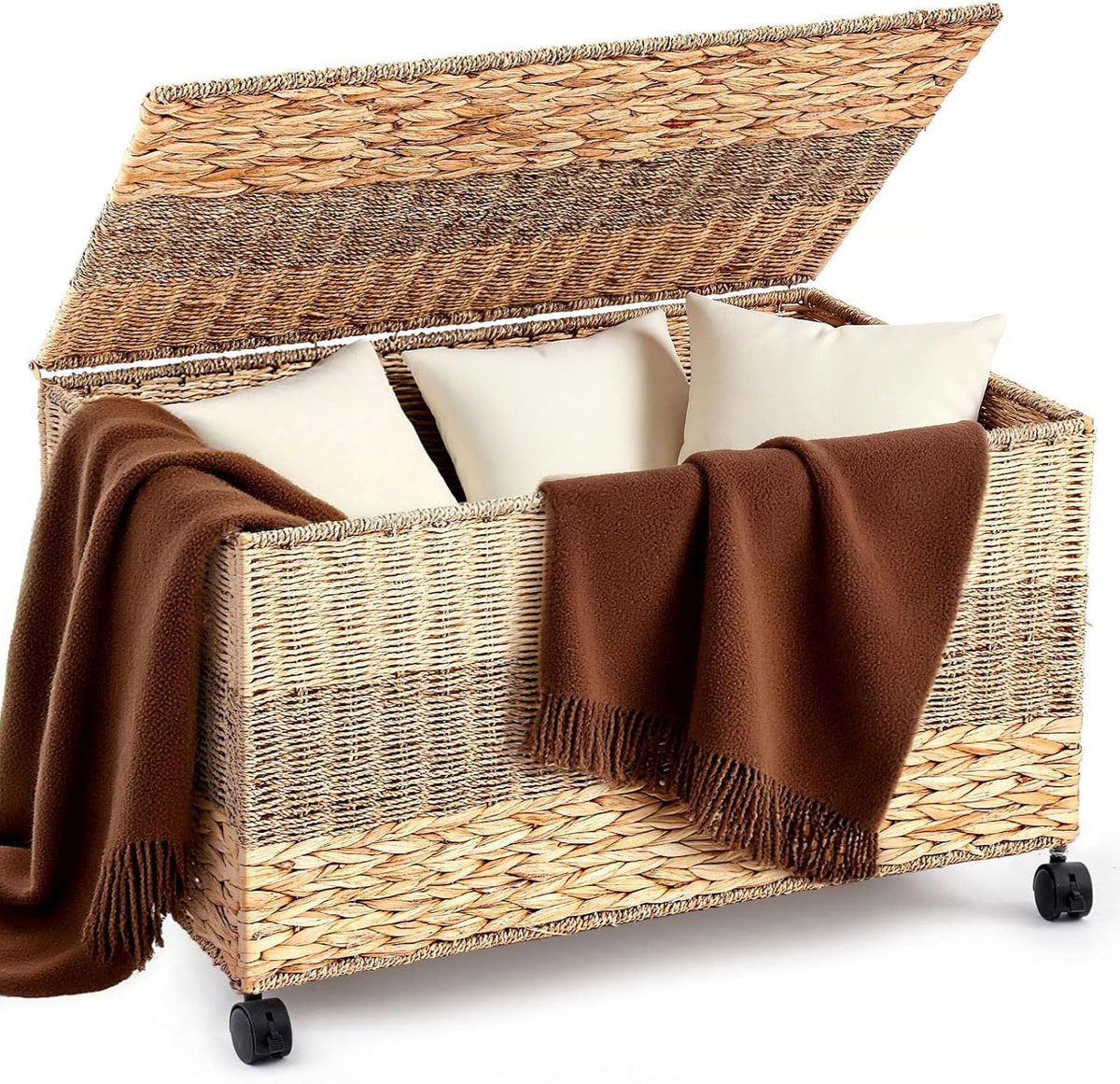 cinnvoice 42.3 gallon/160 l wicker storage trunk basket, main product view