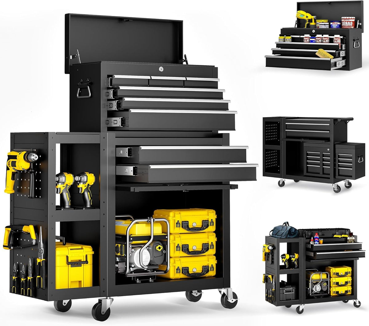 8-drawer rolling tool chest,3-in-1 tool box on wheels, main product view