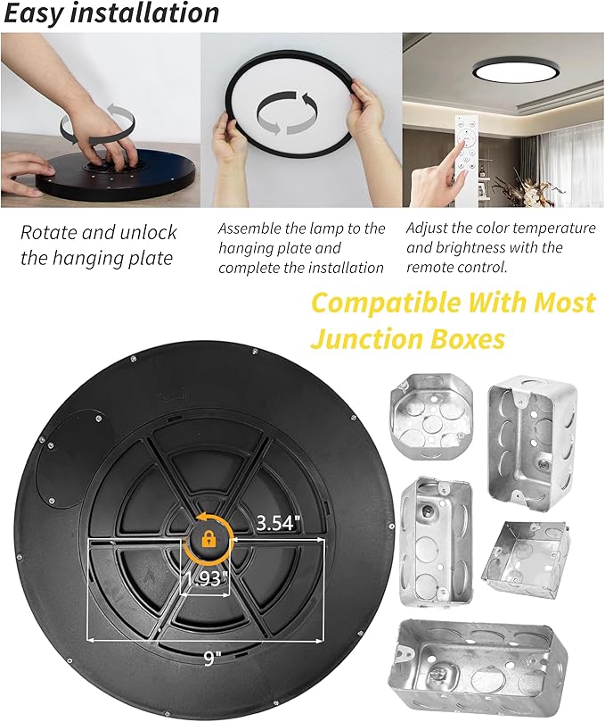 4Pack 12 Inch Remote Control Dimmable LED Flush Mount Ceiling Light Panel - Image 8
