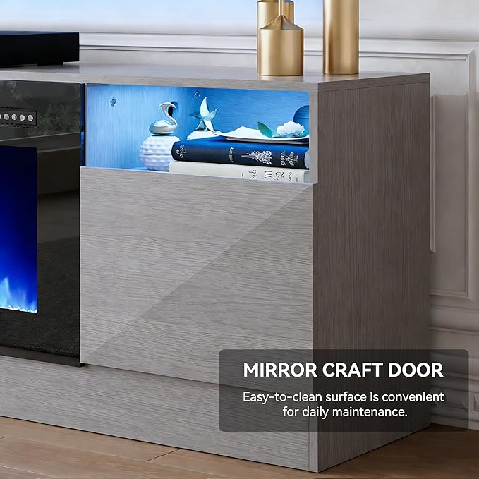 YISUFO 70" TV Stand with 36" Electric Fireplace, Large Modern Media - Image 8
