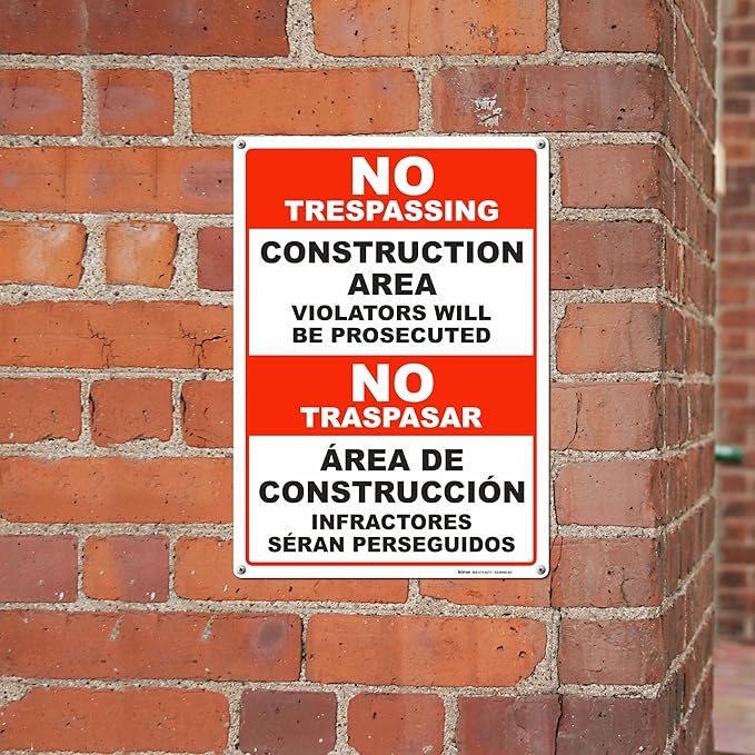 Brimar - 10" x 14" - Bilingual Construction Area Violators Will Be Prosecuted - Image 4