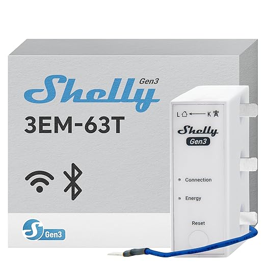 Shelly 3EM-63T Gen3 | Wi-Fi Operated Smart 3-Phase Energy Meter | Home by Shelly