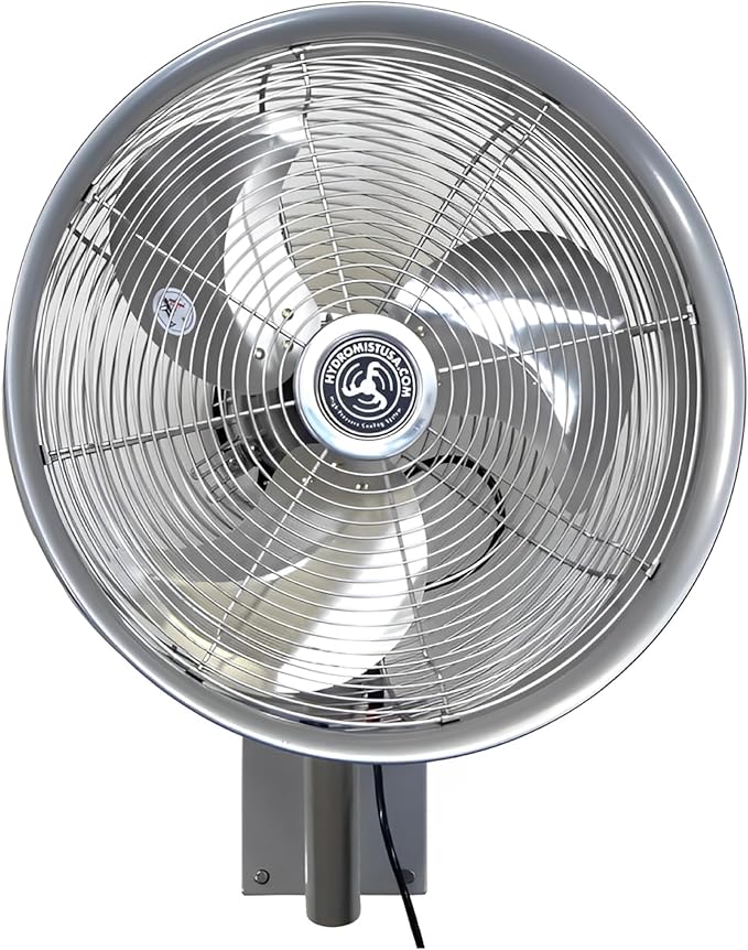 Hydromist Oscillating Wall Mounted Outdoor-Rated Fan, 3-Speed Cord Control - Image 2