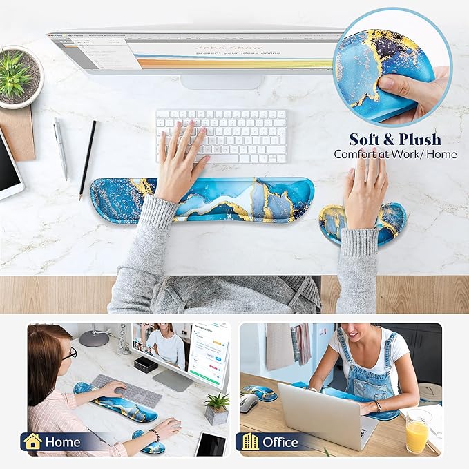 Gimars Upgrade Enlarge Gel Memory Foam Set Keyboard Wrist Rest Pad, Mouse Wrist - Image 7