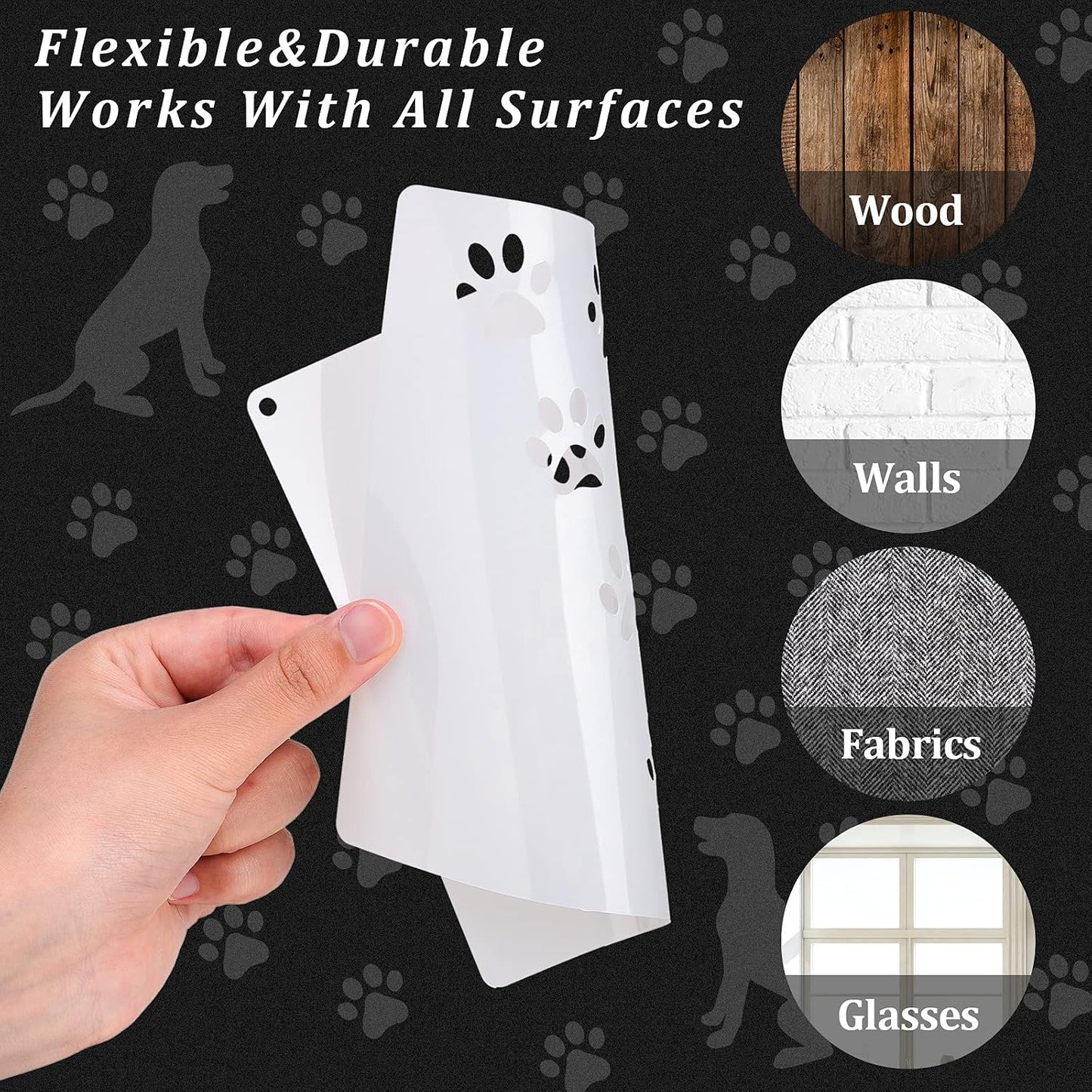 Outus 11 Pieces Dog Paw Print Stencils Trail of Paw Prints Stencil Love Dog Reusable Painting Templates with Metal Open Ring for DIY Scrapbooks Painting on Wood Wall Home Supplies