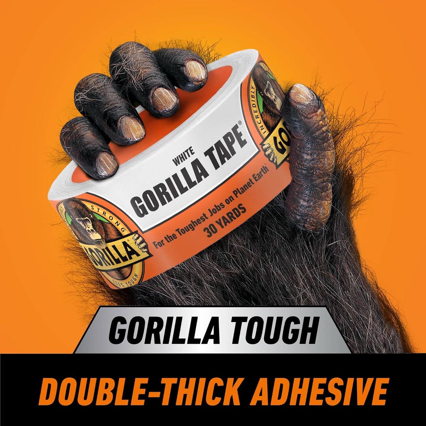 GORILLA White Duct Tape, 1.88" x 30 yd, 4-Pack