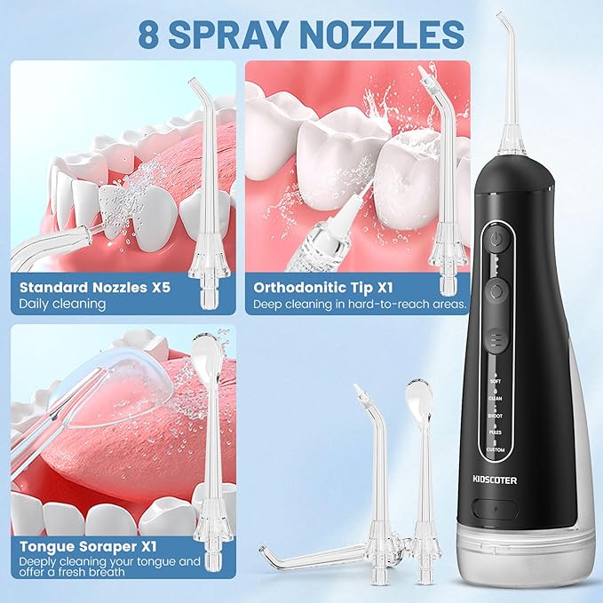 Water Flosser for Teeth with Detachable Washable Tank, 5 Modes Rechargeable - Image 8