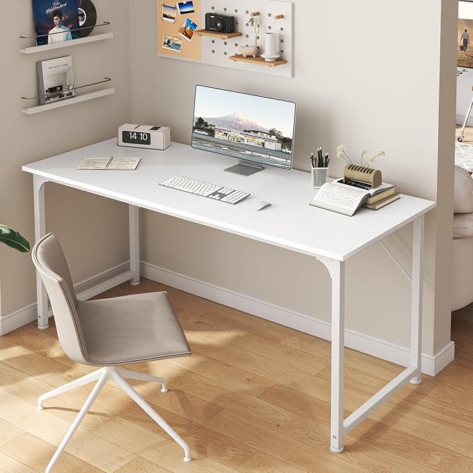 Huuger Computer Desk, 55 Inch Home Office Desk, Gaming Writing Work from Home - Image 5