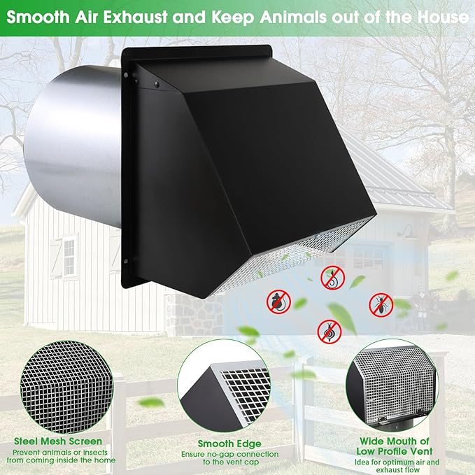 5 inch dryer Vent Cover Exterior Wall Vent Hood Outlet Airflow Vent Dryer - Image 3