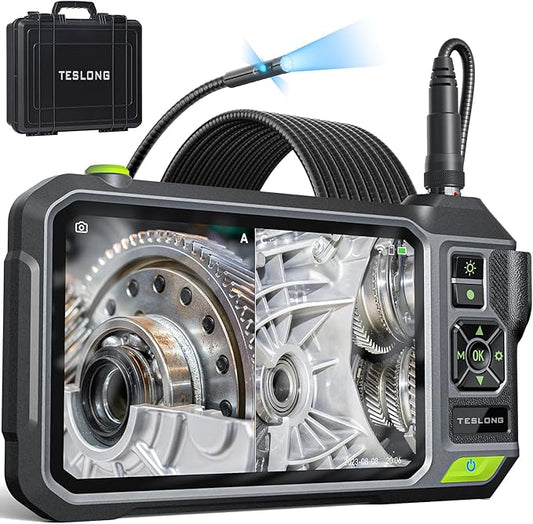 Triple Lens Borescope with 7" IPS Screen, Teslong 1080P HD Industrial Endoscope by Teslong