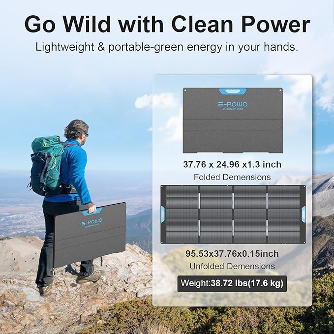 400W Portable Solar Panel for Power Station, 23.5% High Efficiency ETFE - Image 2