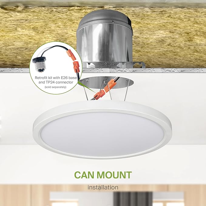 ASD LED 12" Round Flush Mount Ceiling Light Fixture, Low Profile Surface - Image 7