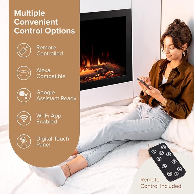 Modern Ember Highmark Traditional 30 Inch Built-in Smart Electric Fireplace - Image 3