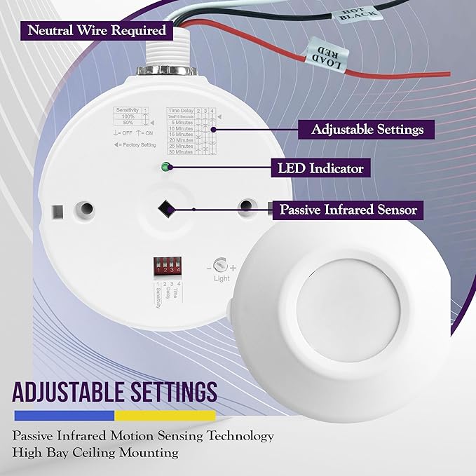 ENERLITES High Bay 360 Degree Passive Infrared Ceiling Occupancy Motion Sensor - Image 4