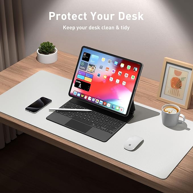 Aothia Leather Desk Pad Protector, Office Mat, Large Mouse Pad, Non-Slip PU - Image 5